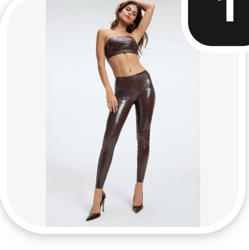 Good American Shiny Chocolate Leggings Set